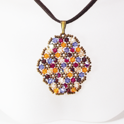 Pendant 40cm - Malvina Oval-Chocolate Suedine - Pendant 40cm - Laiton bronze